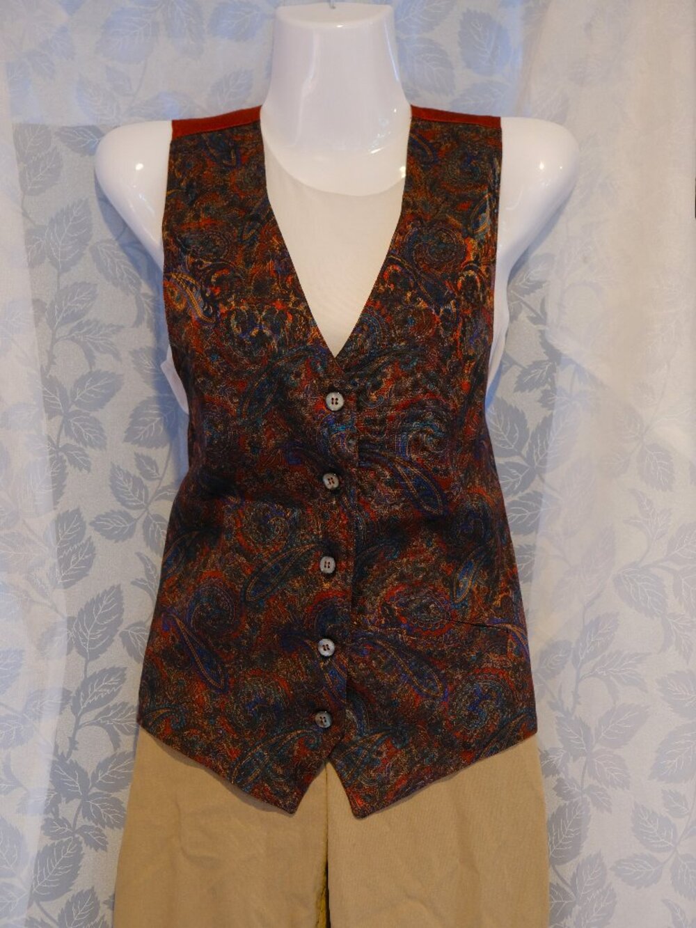 Vintage Satin Paisley Vest  - Whimsygoth Dark Academia Style